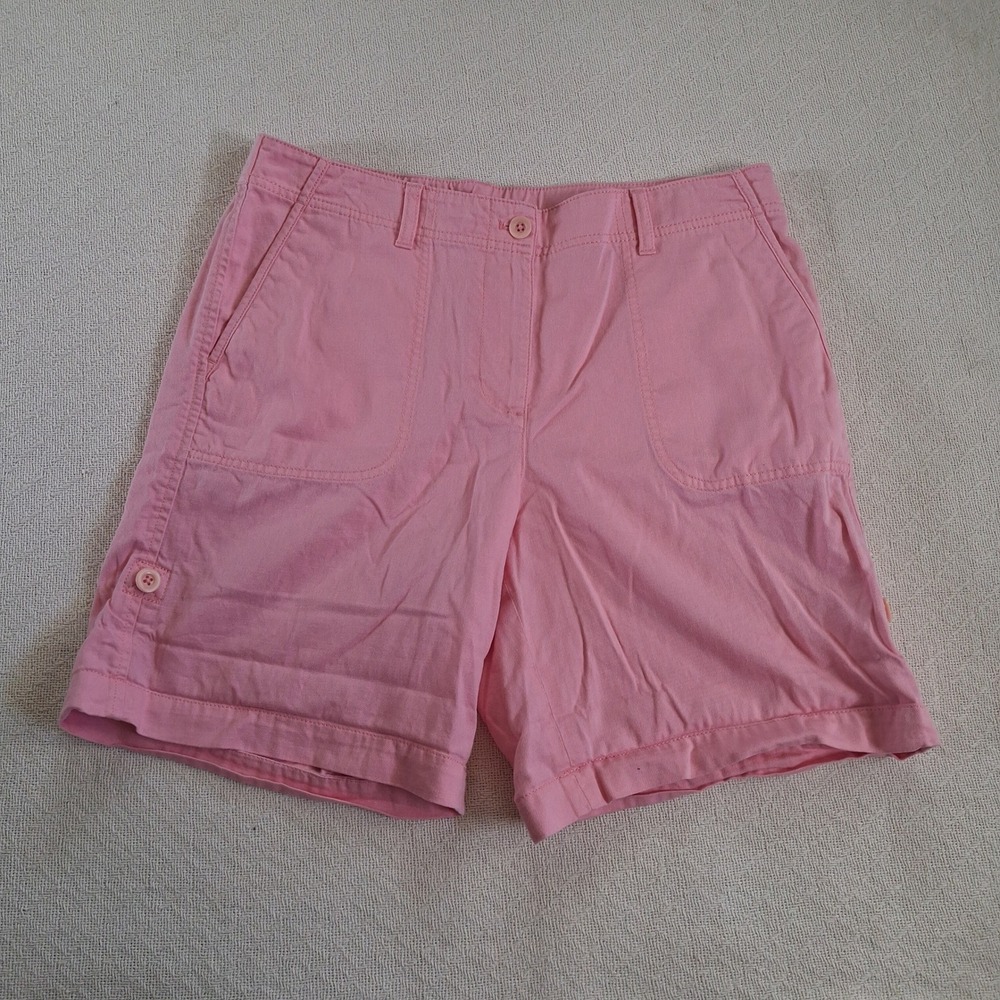 talbots pink utility cargo linen cotton summer shorts beach preppy barbie 10